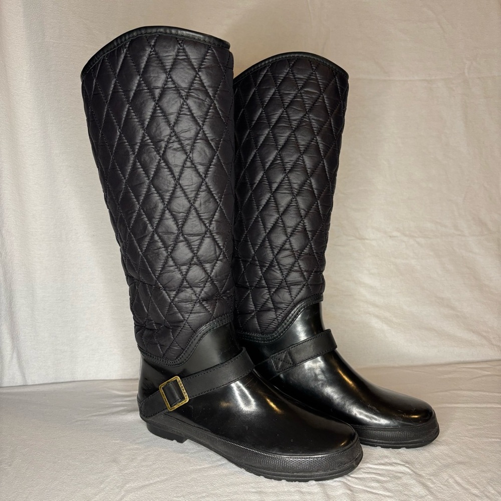 Women Sperry Top Sider Tall Quilt‎ Rubber Riding Boots Size 6 Lined Black